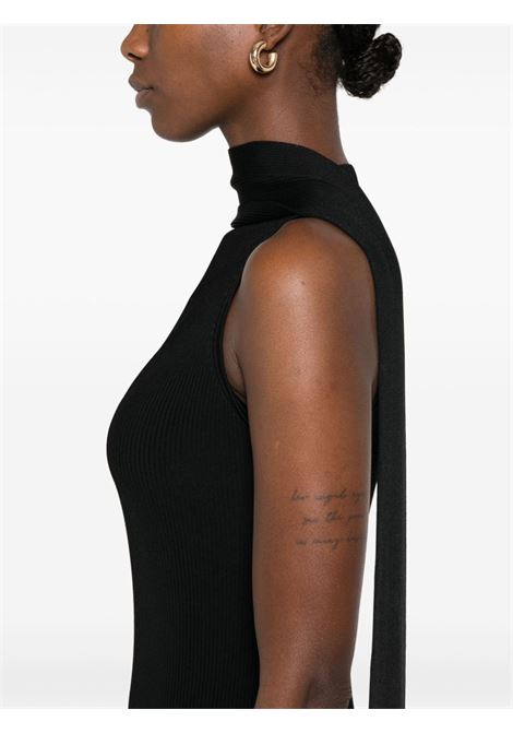 Black draped-detail maxi dress David koma - women DAVID KOMA | AW24DKKN22DLBLK